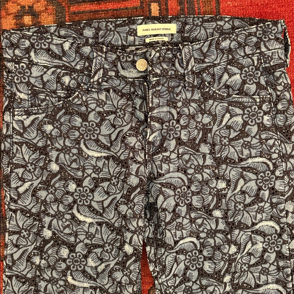 Isabel Marant Étoile Navy and Blue Lace eyelet Detail Pants